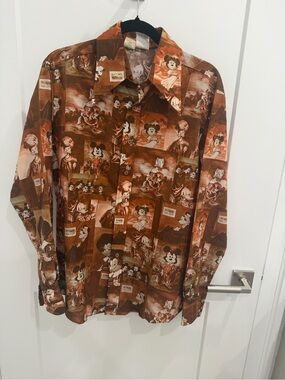 Collector’s Item Disney Graphic Button-Down Shirt with Vintage Character Print